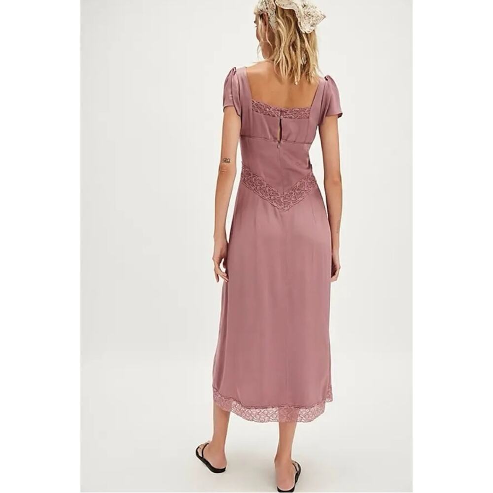 Free People Pink Skies Dainty Silky Lace Midi Dress in Nostalgia Rose XL - Picture 2 of 10